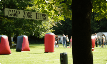 Het terrein is weer klaargemaakt voor het zeskamp